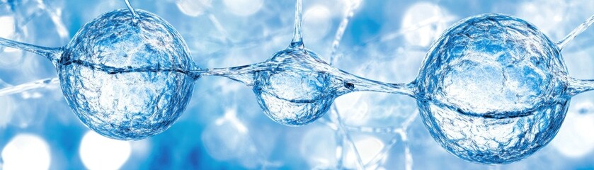 Poster - Abstract rendering of connected spheres with water textures