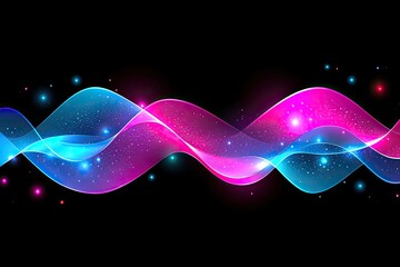 Wall Mural - vibrant neon wave abstract art with cosmic dust
