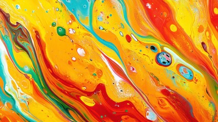Poster - A vibrant abstract acrylic painting using various fluid colors beautifully