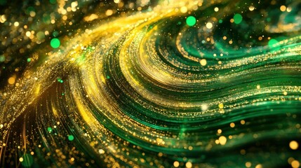 Poster - A swirling abstract image with green and gold hues