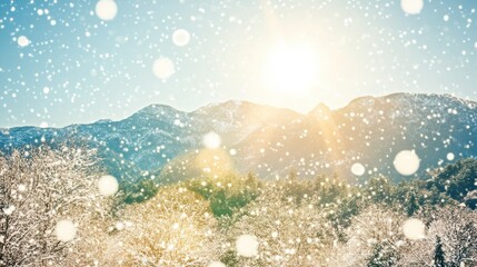 Aufkleber - A beautiful landscape featuring snowy mountains and trees in winter