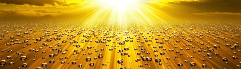 Poster - Sunlight pours down upon bubbles floating in golden liquid light