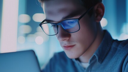 Ultra-realistic close-up of a computer programmer coding lines on a laptop in a modern workspace
