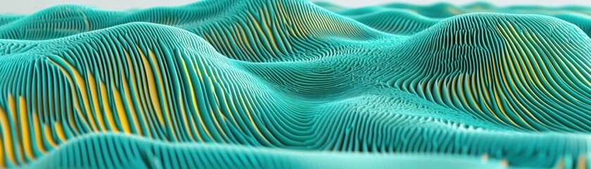 Poster - Abstract landscape rendered with turquoise and yellow textured patterns