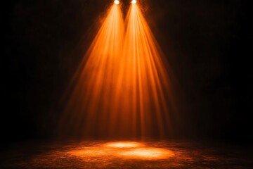Poster - Two orange spotlights illuminate a dark stage with smoky effects.