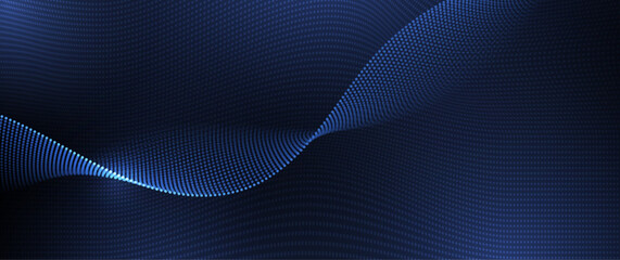 Leinwandbilder - Vector abstract dynamic, wave particle and dot. Illustration technology background with dynamic mesh, flow particles design for banner, wallpaper. Futuristic, digital datum network and science concept