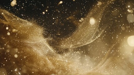 Aufkleber - Abstract image of golden particles and light effects in space