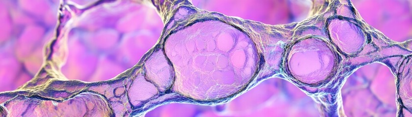 Poster - Microscopic illustration of a biological tissue structure with multiple cells present