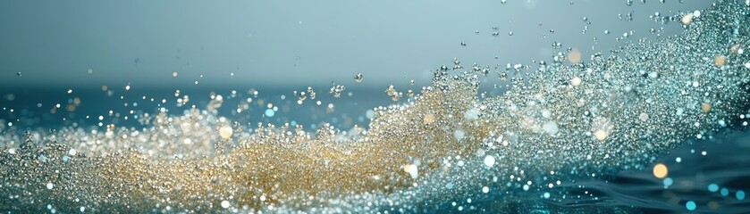 Poster - Water splashes and sparkles create an abstract fluid and serene design