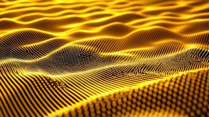 Poster - Abstract artistic rendering of waves of golden light dots