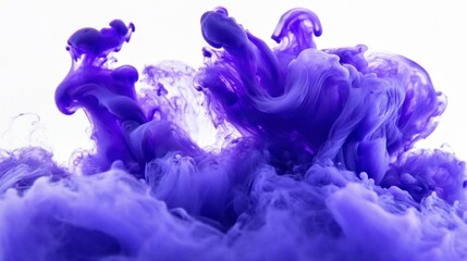 Poster - Beautiful purple fluid ink swirling in water against white