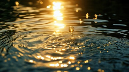 Aufkleber - A water droplet reflects sunlight creating beautiful shimmering ripples