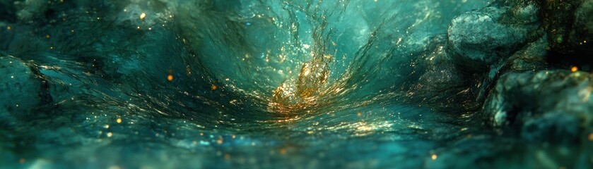 Poster - The abstract and dynamic depiction of flowing turquoise water