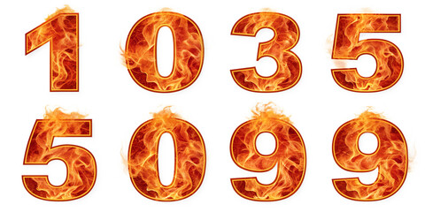Poster - fiery font numbers isolated on a white background png
