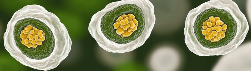 Aufkleber - Microscopic illustration of cellular structures with concentric layers and details