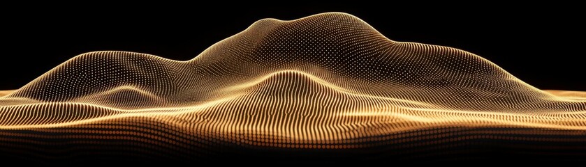 Poster - Abstract gold particle landscape with several undulating hills and valleys
