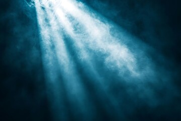 Poster - Blue spotlight beams cutting through smoky darkness.