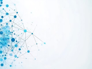 Poster - A white background with dots and lines depicting a blue network An abstract network technology background with lines and dots Ai background Modern abstract concept