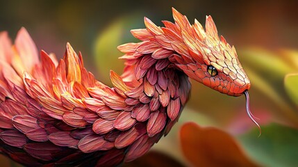 Poster - An artistic rendering of a snake made of colorful petals