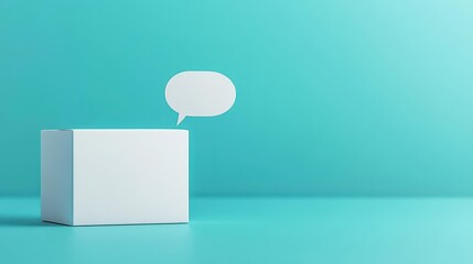 Poster - A white box with a speech bubble on a blue background