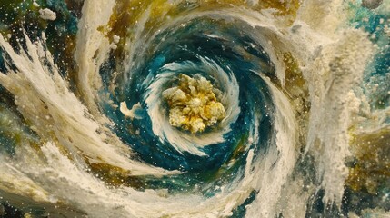 Poster - Abstract swirling pattern of colors and textures creating a vortex