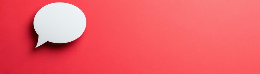 Poster - A white speech bubble is on a red background Concept of communication and connection, as the speech bubble represents a message or conversation