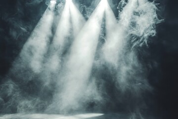 Poster - Three spotlights illuminating smoky stage. (2)