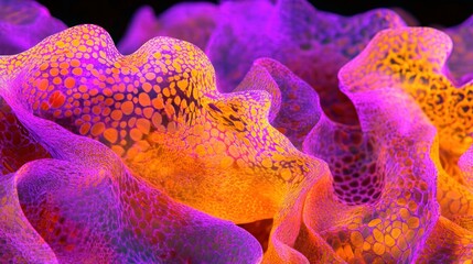 Poster - Abstract rendered shapes with complex cellular patterns and vibrant color gradients