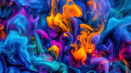 Poster - Colorful fluid art displays vibrant swirling hues and abstract shapes