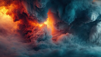Poster - Dramatic depiction of abstract fiery clouds and dynamic textures