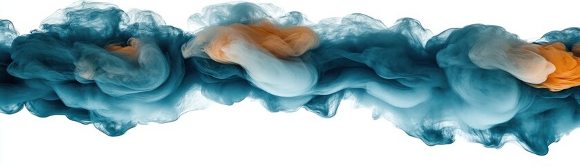 Aufkleber - Blue and orange colors of smoke flowing on a white background