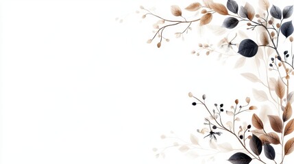 Poster - Creative Illustrated Branch Design with Elegant Borders and Soft Color Palette for Unique Backgrounds