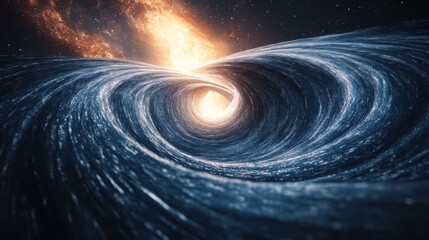 Poster - A cosmic wormhole swirling toward a bright distant galaxy