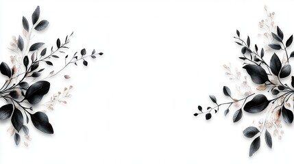Poster - Elegant Illustrated Branch with Delicate Border Designs for Creative Projects and Visual Art Needs