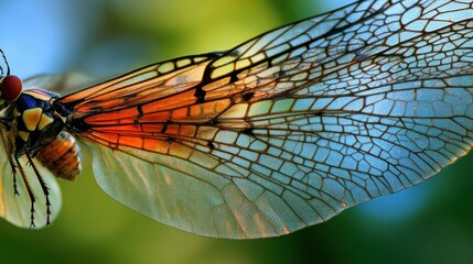Poster - A detailed close up of a winged insect with colors displayed