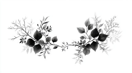 Poster - Elegant Illustrated Branch Design with Inked Borders and Creative Composition for Artistic Projects
