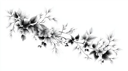 Poster - Elegant Illustrated Branch with Inked Creative Borders for Modern Artistic Design
