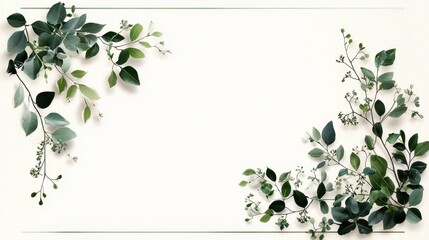 Poster - Modern Illustrated Border Design Featuring Clean Branches and Leaves for Elegant Backgrounds
