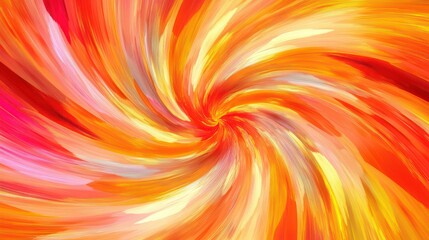 Poster - Abstract painting of swirling colorful brushstrokes in warm hues