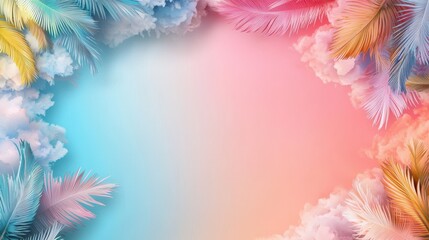 Poster - Tropical Soft Gradients Frame with Calm Colors and Gentle Clouds for Creative Backgrounds and Designs