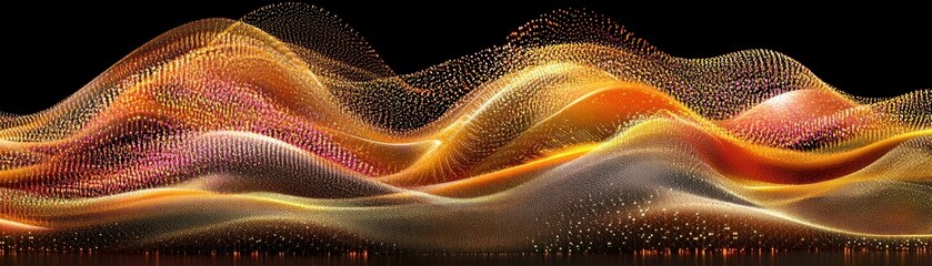 Poster - Abstract rendering of glowing particles forming wave like patterns