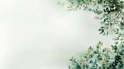 Poster - Watercolor Botanical Tree Illustration with Delicate Borders and Soft Colors for Art and Design Projects