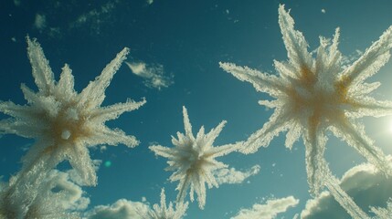 Poster - Looking upward towards delicate crystalline structures against a blue sky