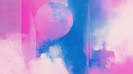 Poster - An abstract composition with a sphere and cloudy background textures