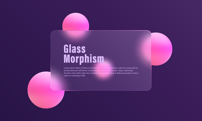 Poster - trendy glass morphism style website landing page template. imitation of transparent glass panel with