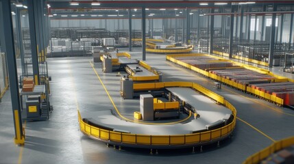 Poster - Interior view of an automated package distribution center