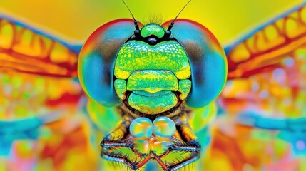 Poster - A Vivid Macro Close Up Of A Colorful Insect Face