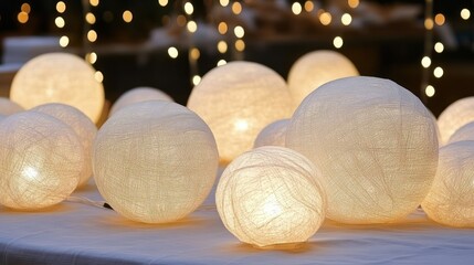 Aufkleber - Illuminated spherical string lights arranged for decoration at night
