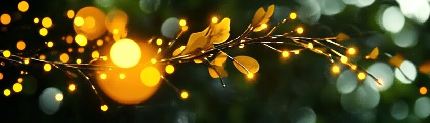 Poster - A beautiful illuminated branch with blurred background and glowing lights