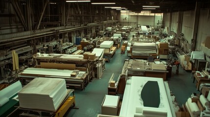 Poster - An overhead view of an industrial factory setting with machinery